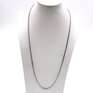 Monet Silver Tone Curb Chain Necklace 30" Long Slim Minimalist Vintage